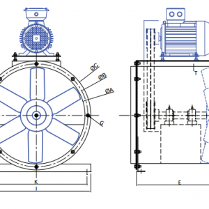 bản vẽ sơ bộ về quạt hướng trục