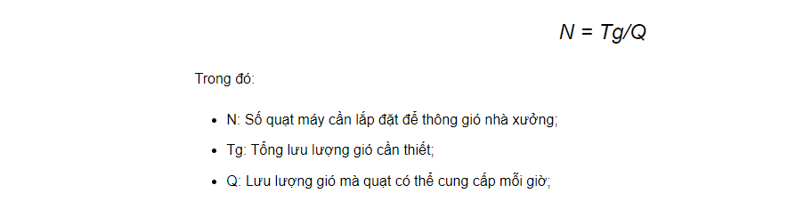Cách tính số lượng quạt