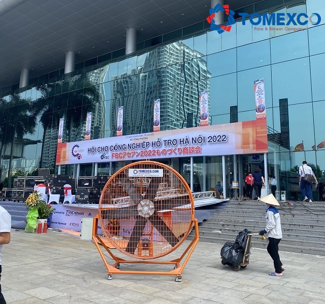 Lắp đặt quạt công nghiệp tại Hội chợ công nghiệp hỗ trợ Hà Nội 2022