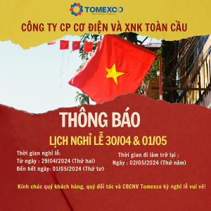 Tomexco - Thông báo lịch nghỉ lễ 30/4 và 1/5