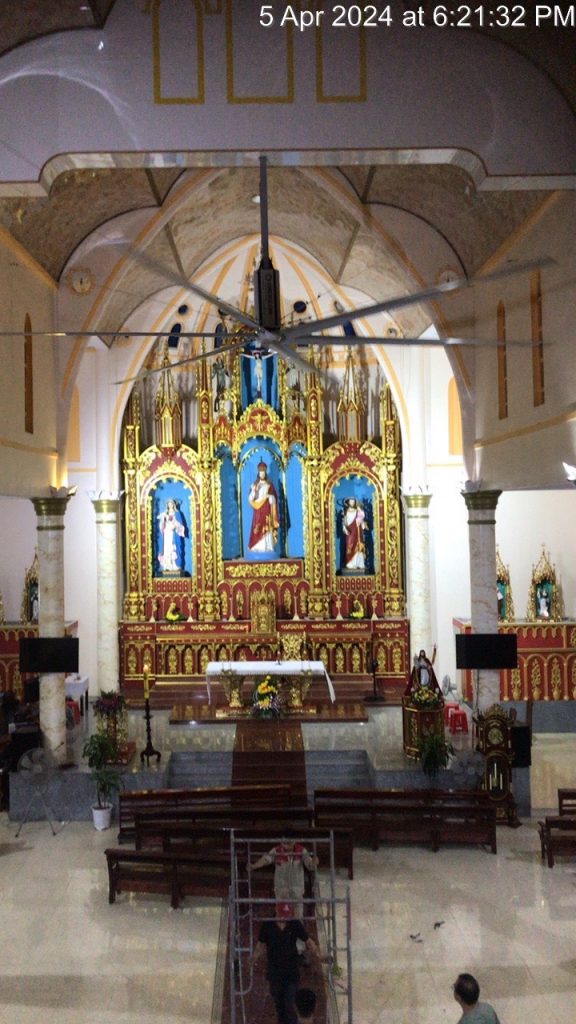 Tomexco tiến hành lắp đặt 1 quạt HVLS-7300 tại Giáo xứ Thất Sự Thái Bình